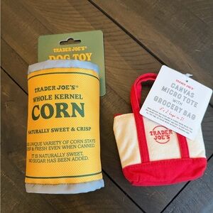 New Trader Joe’s Can of Corn Dog Toy & Red Micro Tote